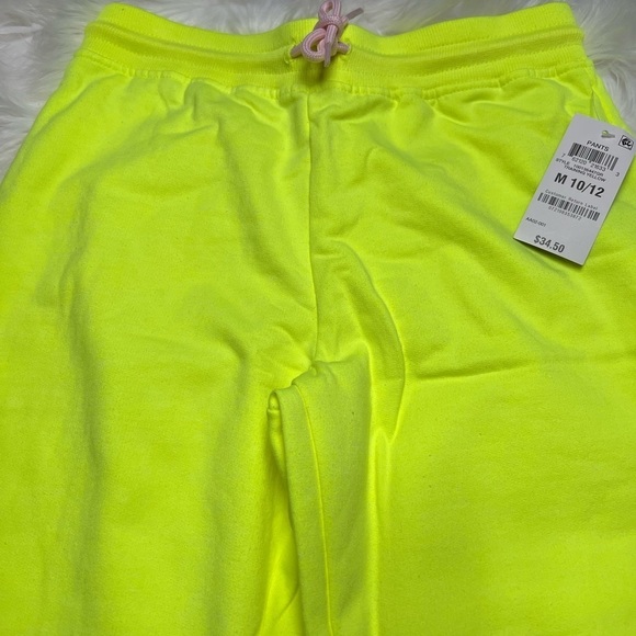 IDEOLOGY girls neon yellow sweatpants with pink string tie. NWT - Picture 4 of 6